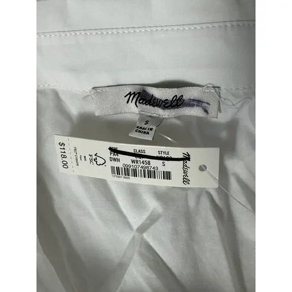 NWT Madewell Button-Front Mini Poplin Shirtdress in White Size S - Picture 6 of 15